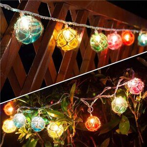 Fishing Float String Lights,Beach Themed Buoy String Lights Set of 10 Multicolor